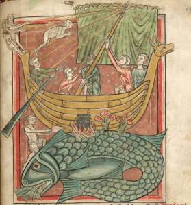 Whale and boat, from a 13th century bestiary - 